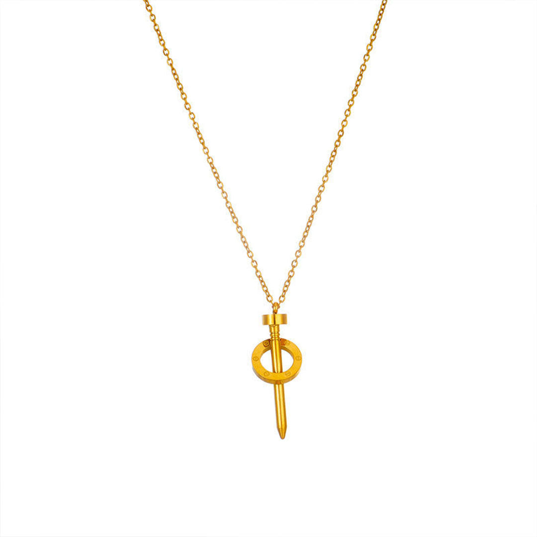 18K Gold-Plated Titanium Steel Curved Sickle-Shaped Nail Necklace
