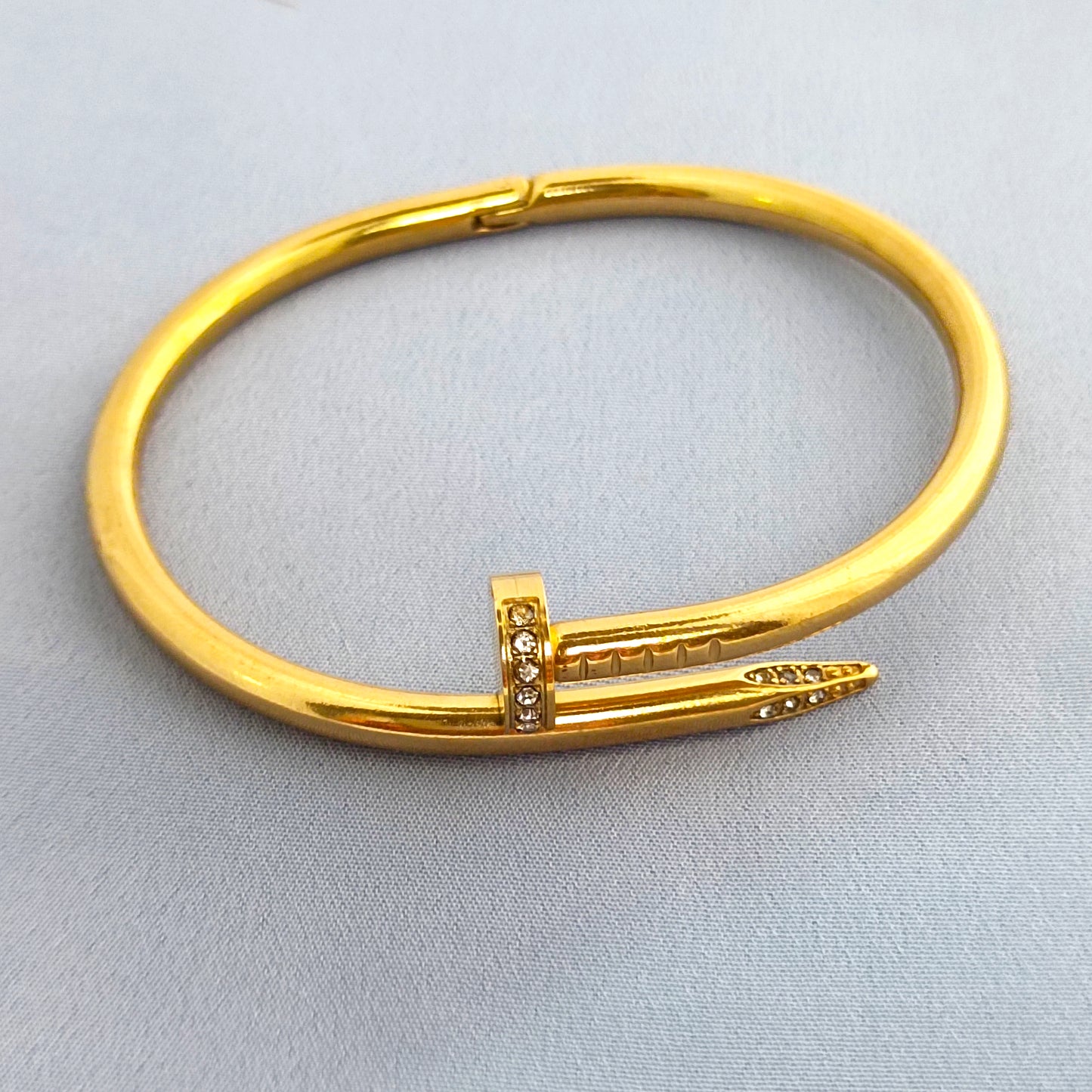 8K Gold-Plated Heart Nail Bracelet – Polished Stainless Steel