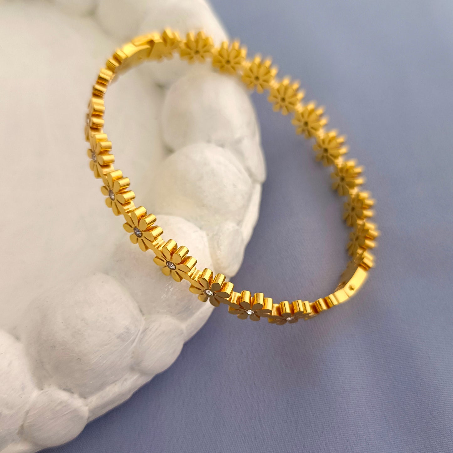 Golden Blossom Bangle Bracelet – 18K Gold Plated