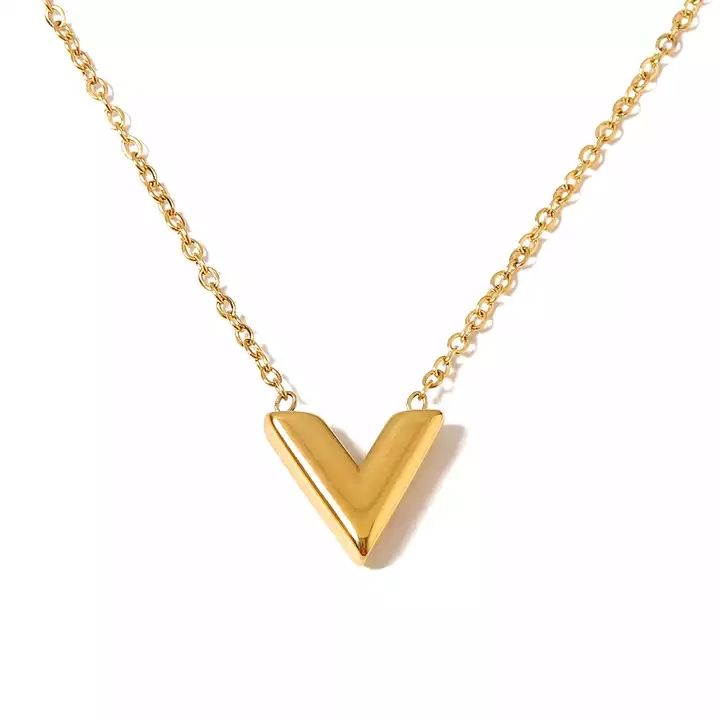 Luxury V Shape Pendant Necklace – 18K Gold Plated