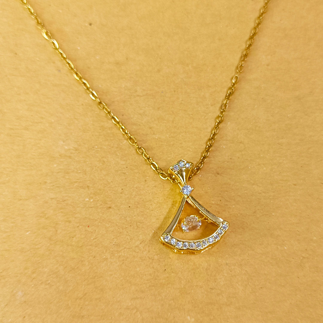 18K Gold Skirt Pendant Necklace with Natural Diamonds