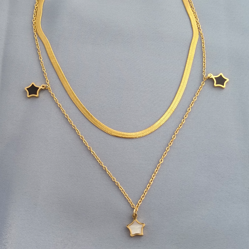 18K Gold-Plated Anti-Tarnish Multilayer Star Charm Necklace