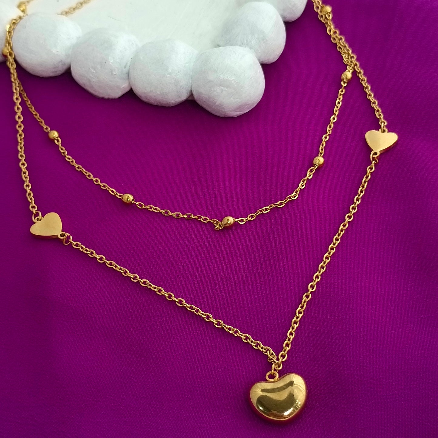 Double-Layer Love Heart Necklace – 18K Gold Plated