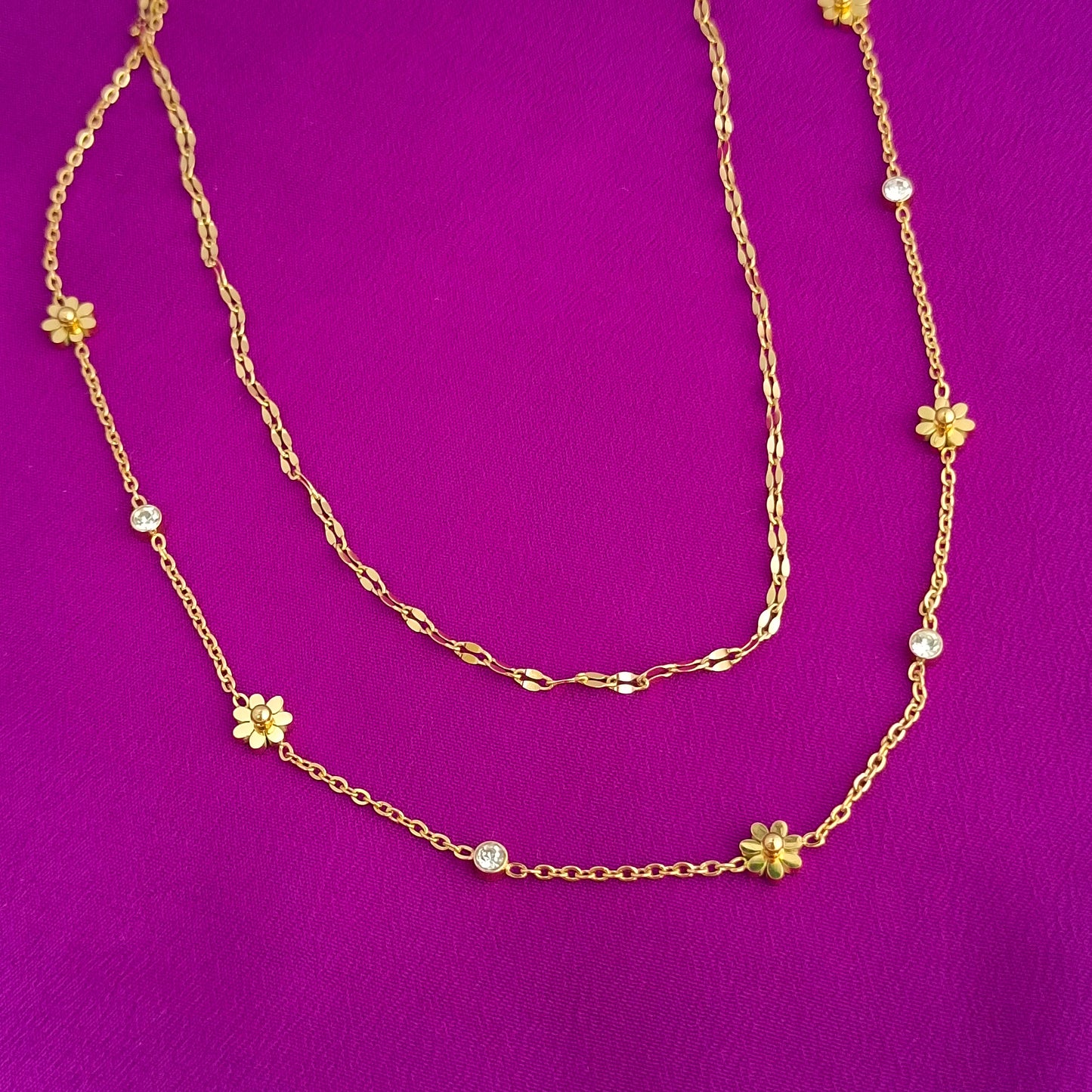 Daisy 2-Layer Necklace – 18K Gold Plated