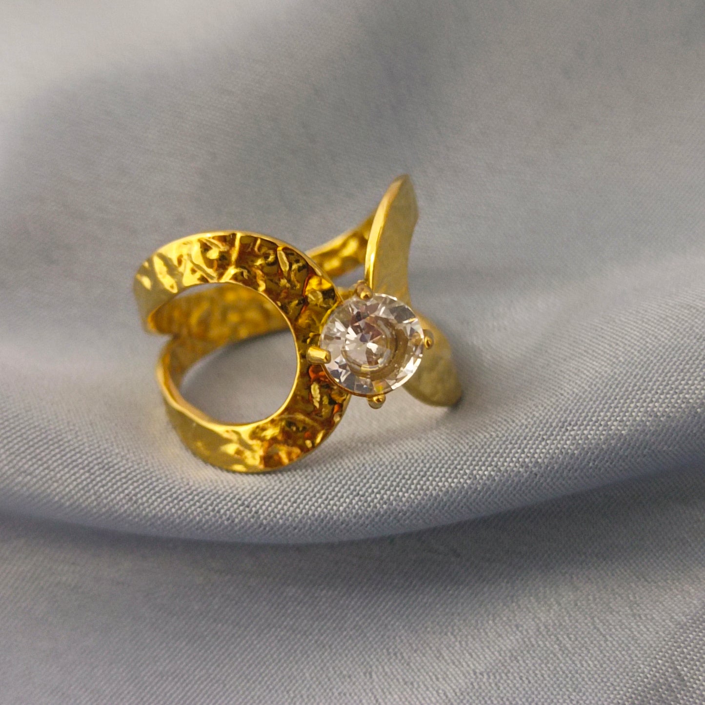 Golden Eclipse — 18K Gold-Plated Hammered Adjustable Ring