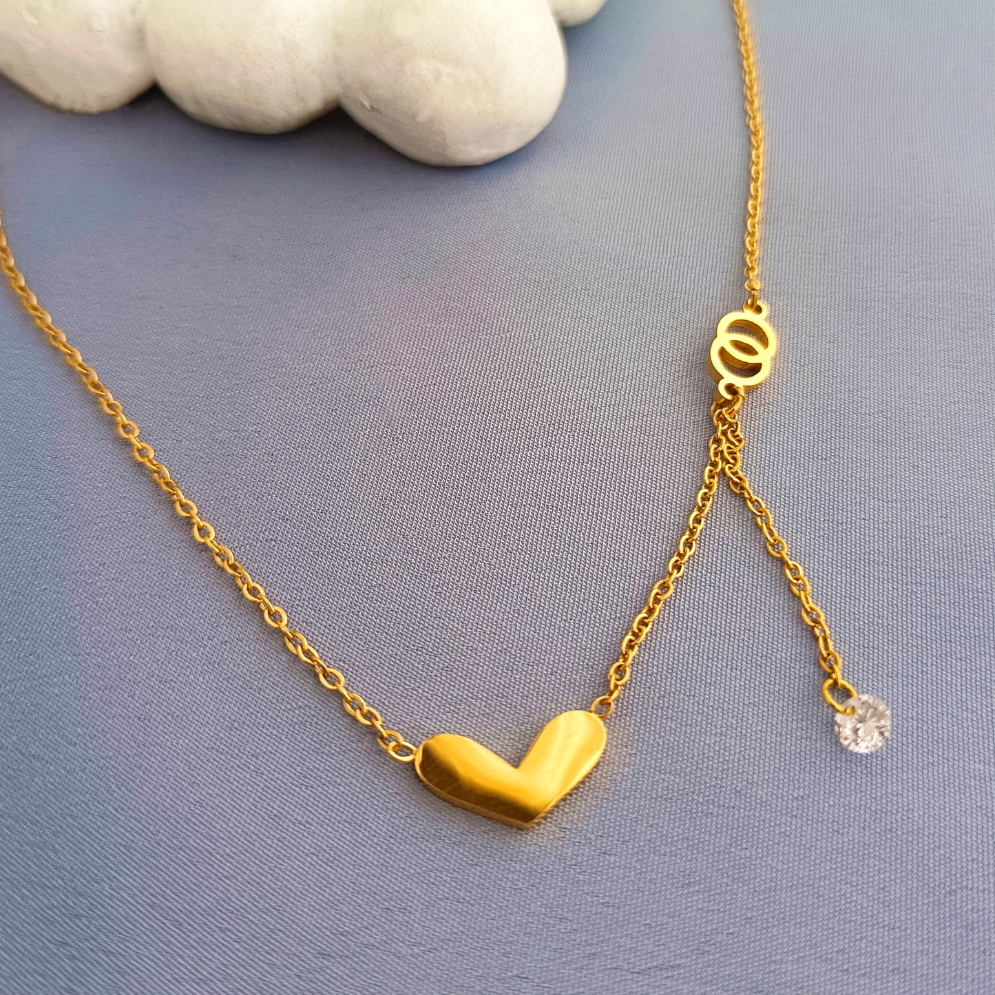 18K Gold-Plated Love Heart Tassel Necklace – Clavicle Chain