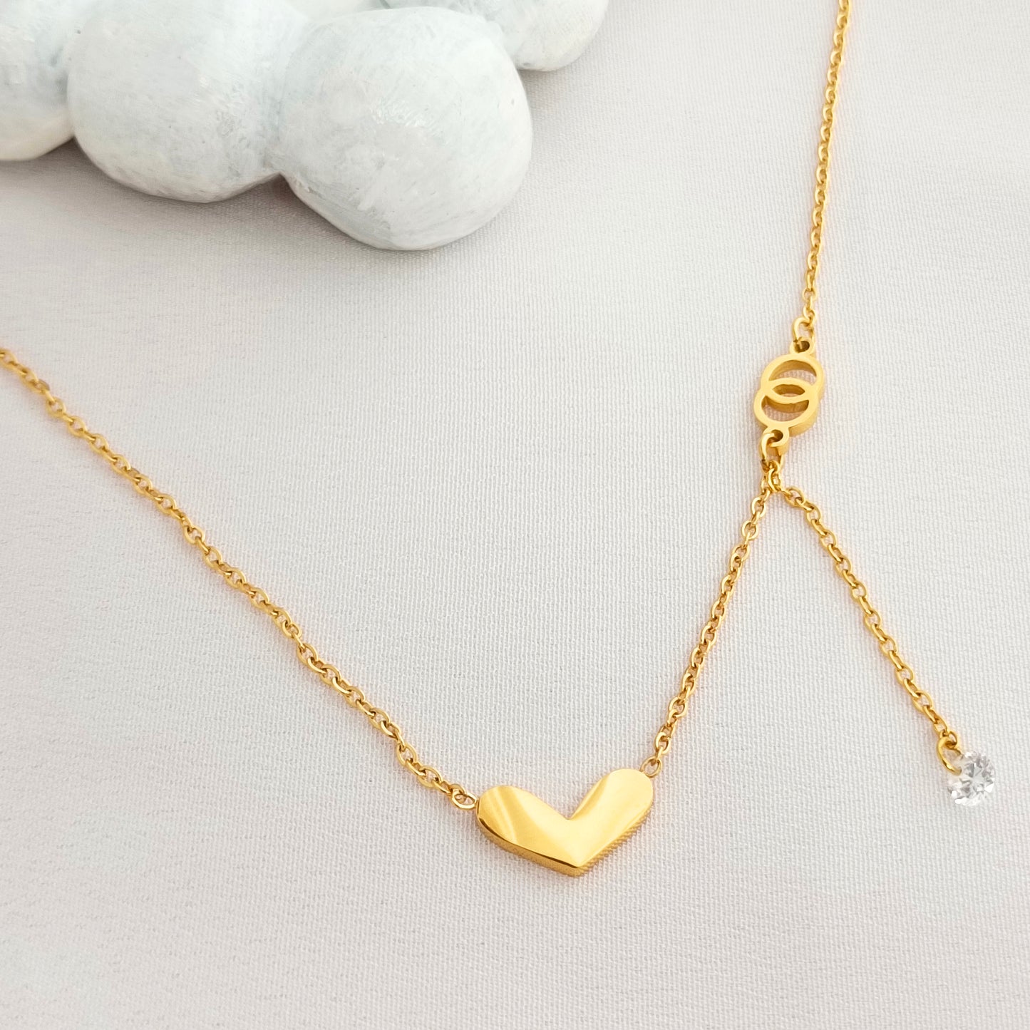 18K Gold-Plated Love Heart Tassel Necklace – Clavicle Chain