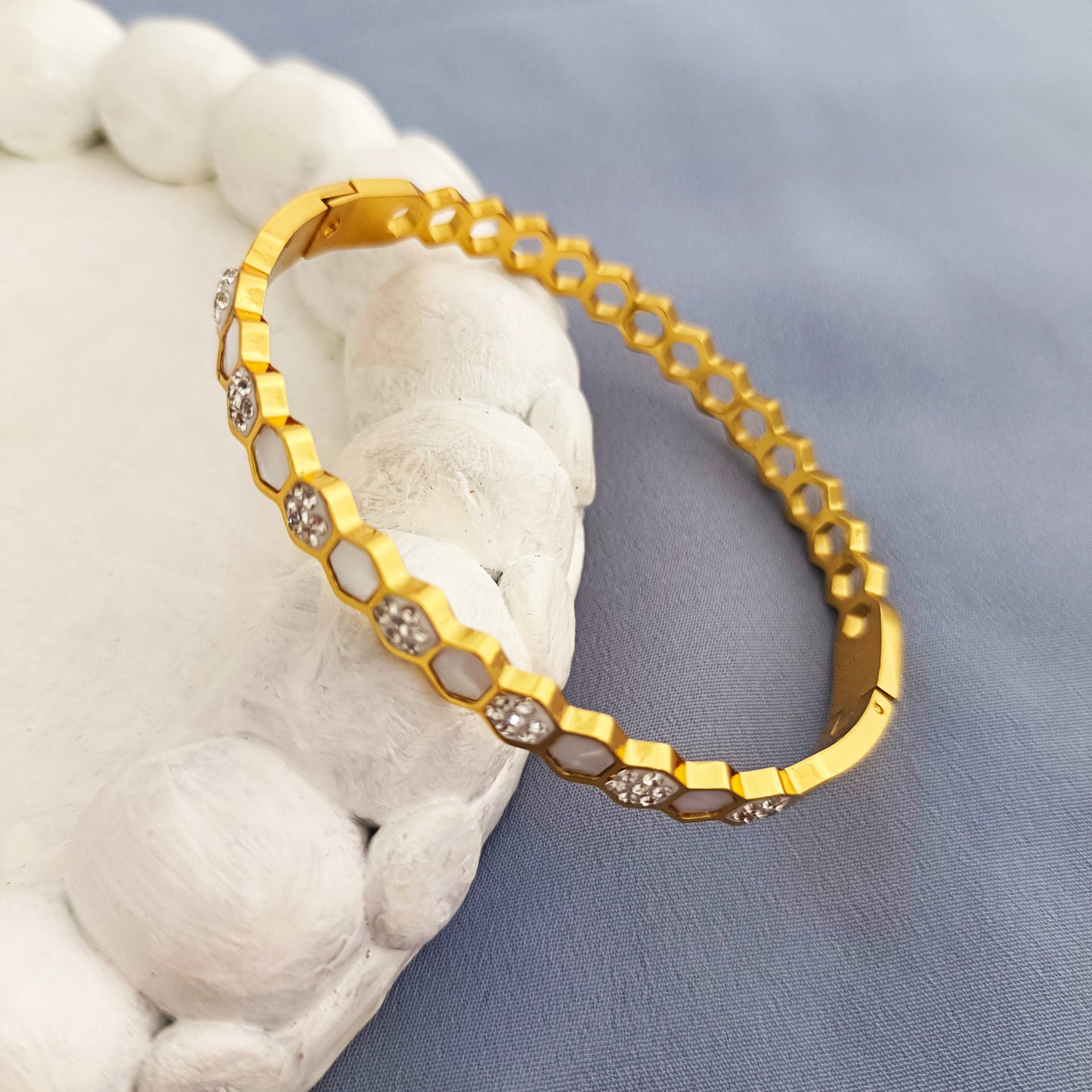 18K Gold-Plated Anti-Tarnish Hexagonal Openable Kada