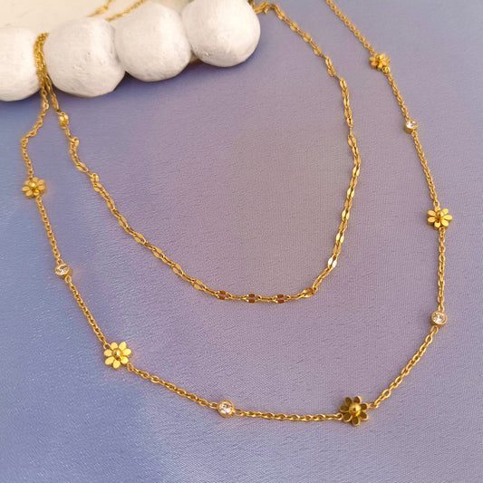 Daisy 2-Layer Necklace – 18K Gold Plated