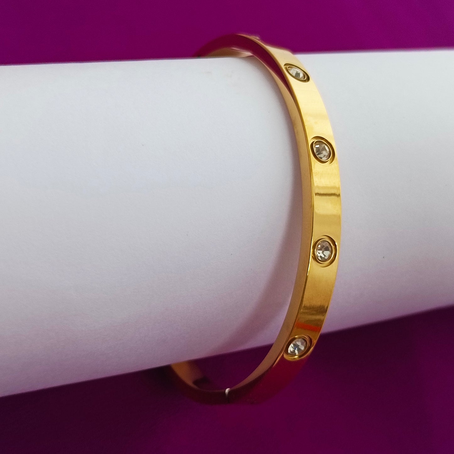 aoyan Trendy 18K Gold Bangle with Zircon Gemstones