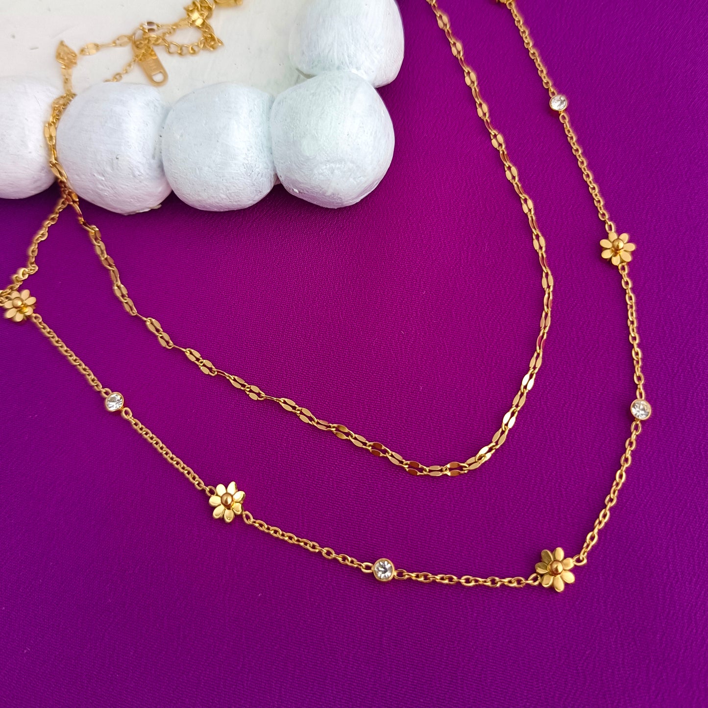 Daisy 2-Layer Necklace – 18K Gold Plated