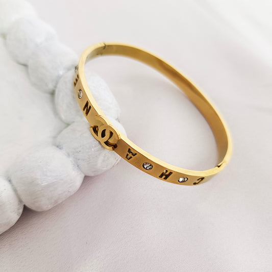 18K Real Gold-Plated Channel Stones Handcuff