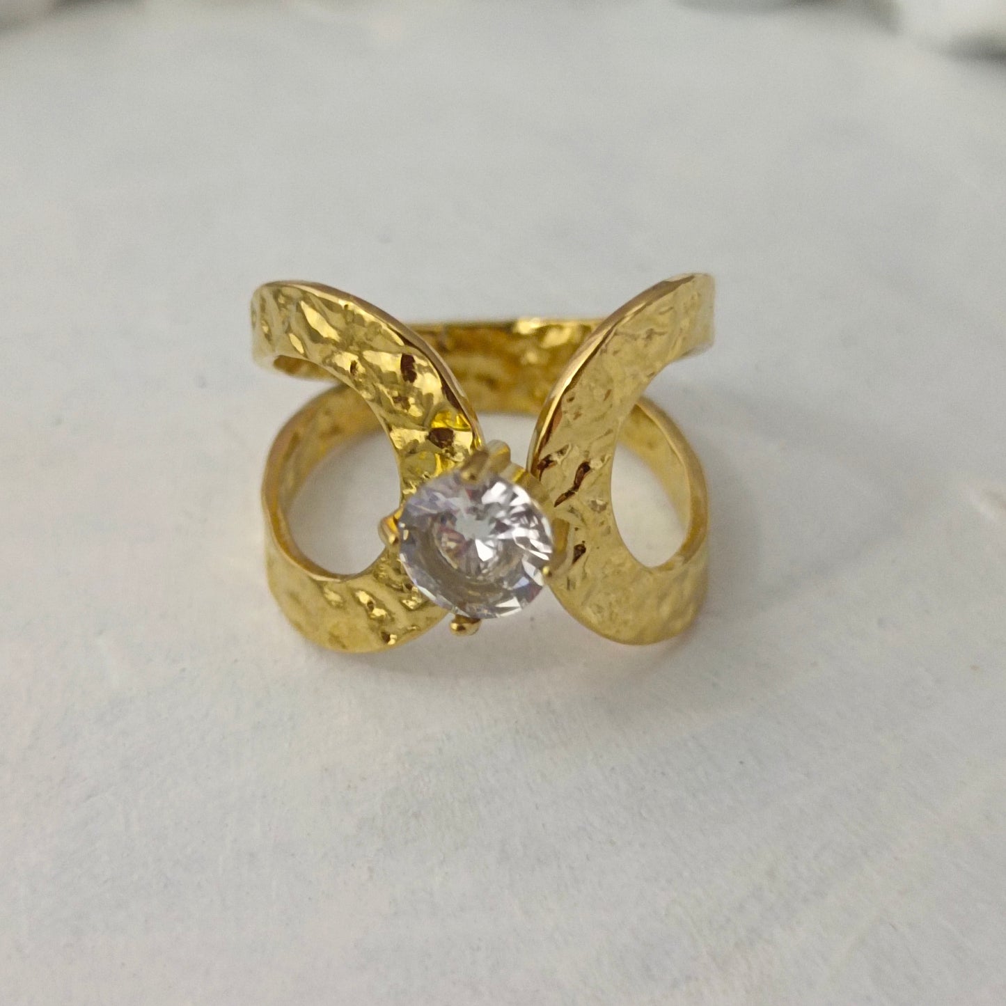 Golden Eclipse — 18K Gold-Plated Hammered Adjustable Ring