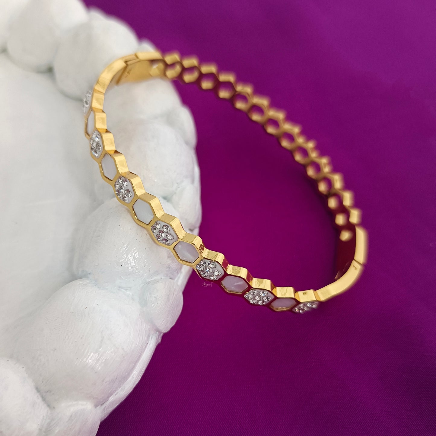 18K Gold-Plated Anti-Tarnish Hexagonal Openable Kada