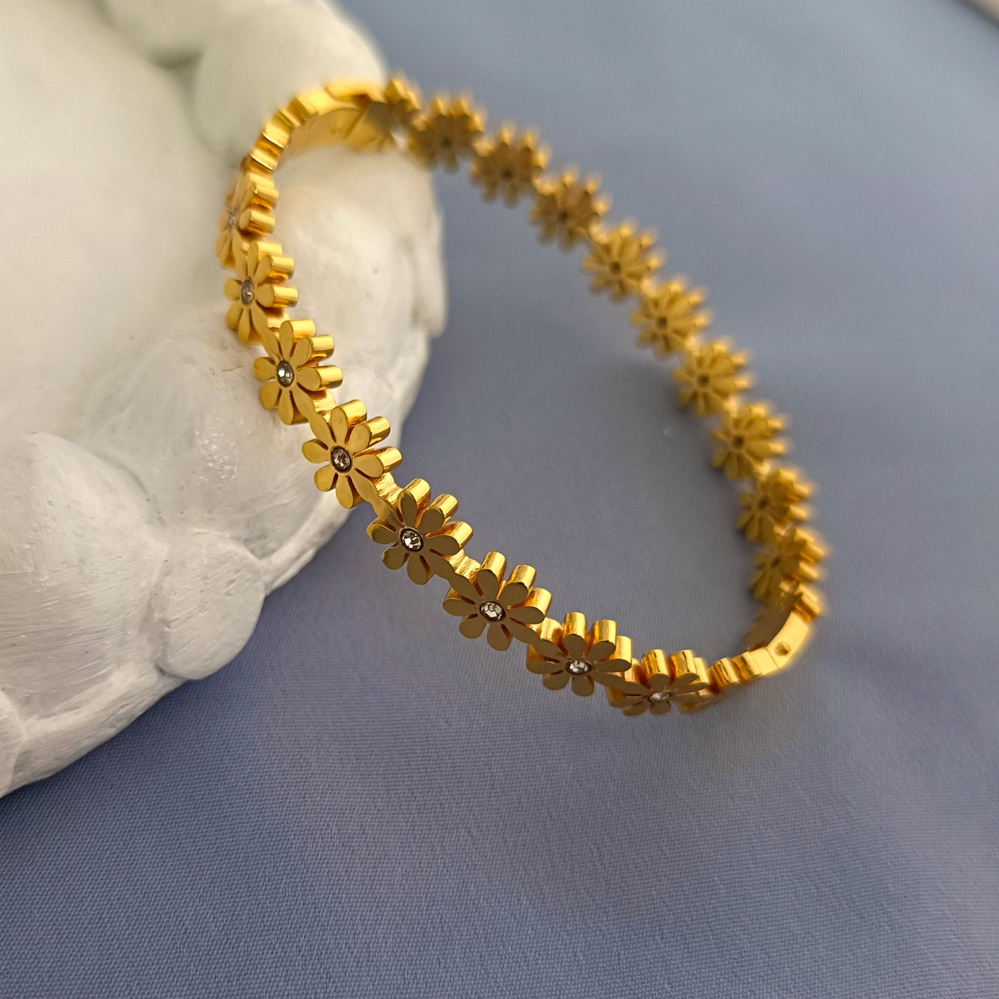 Golden Blossom Bangle Bracelet – 18K Gold Plated