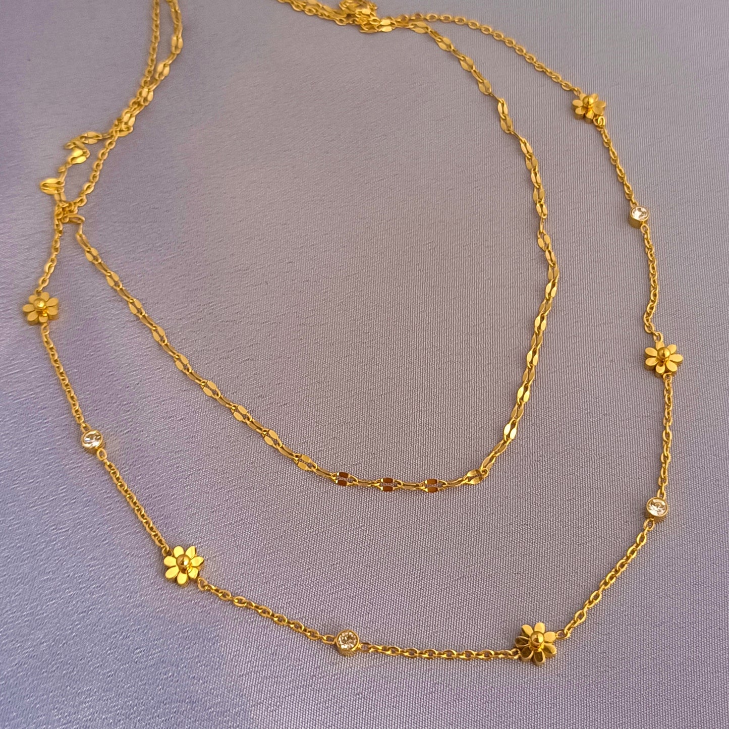 Daisy 2-Layer Necklace – 18K Gold Plated