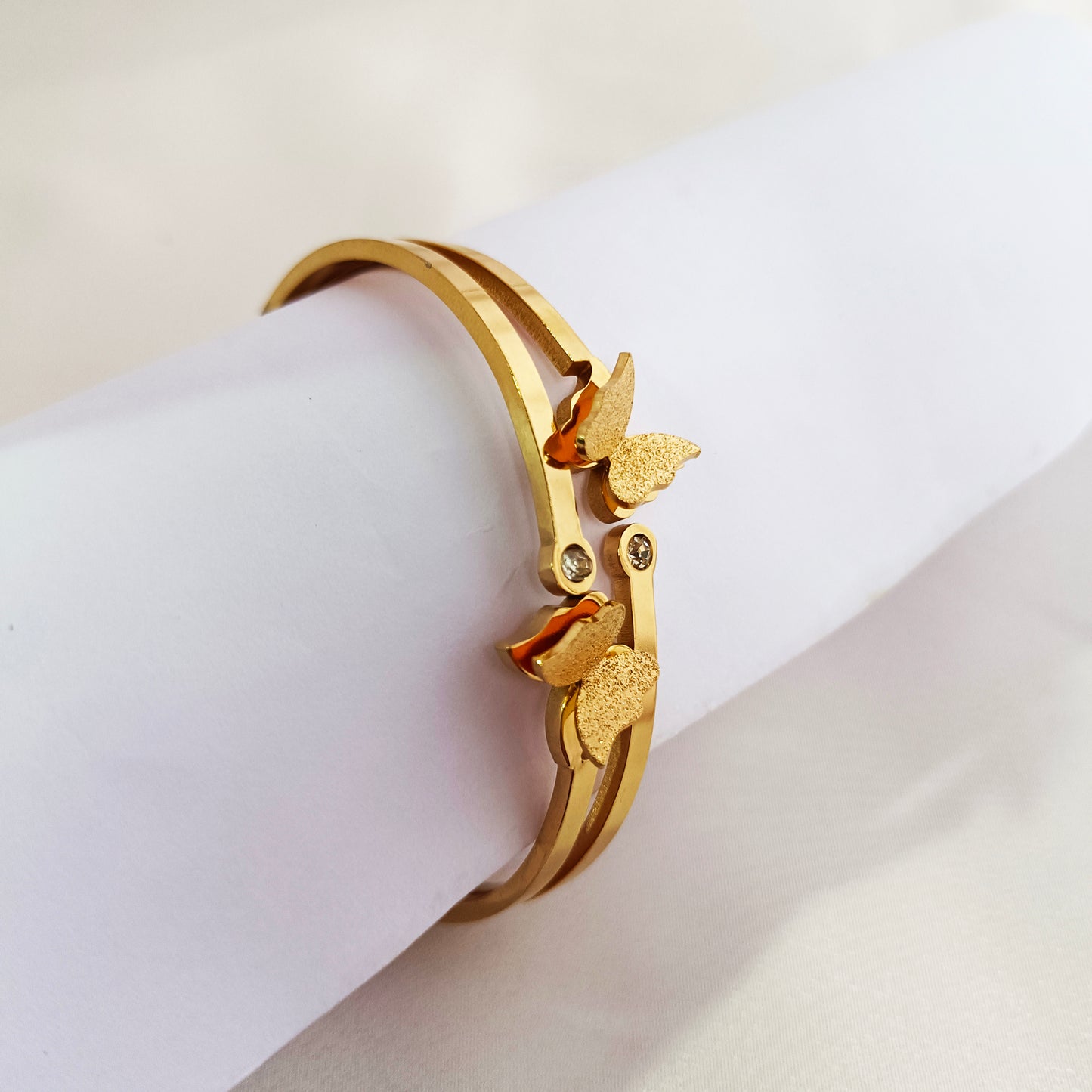 Luxury Double Butterfly 18K Gold-Plated Bracelet