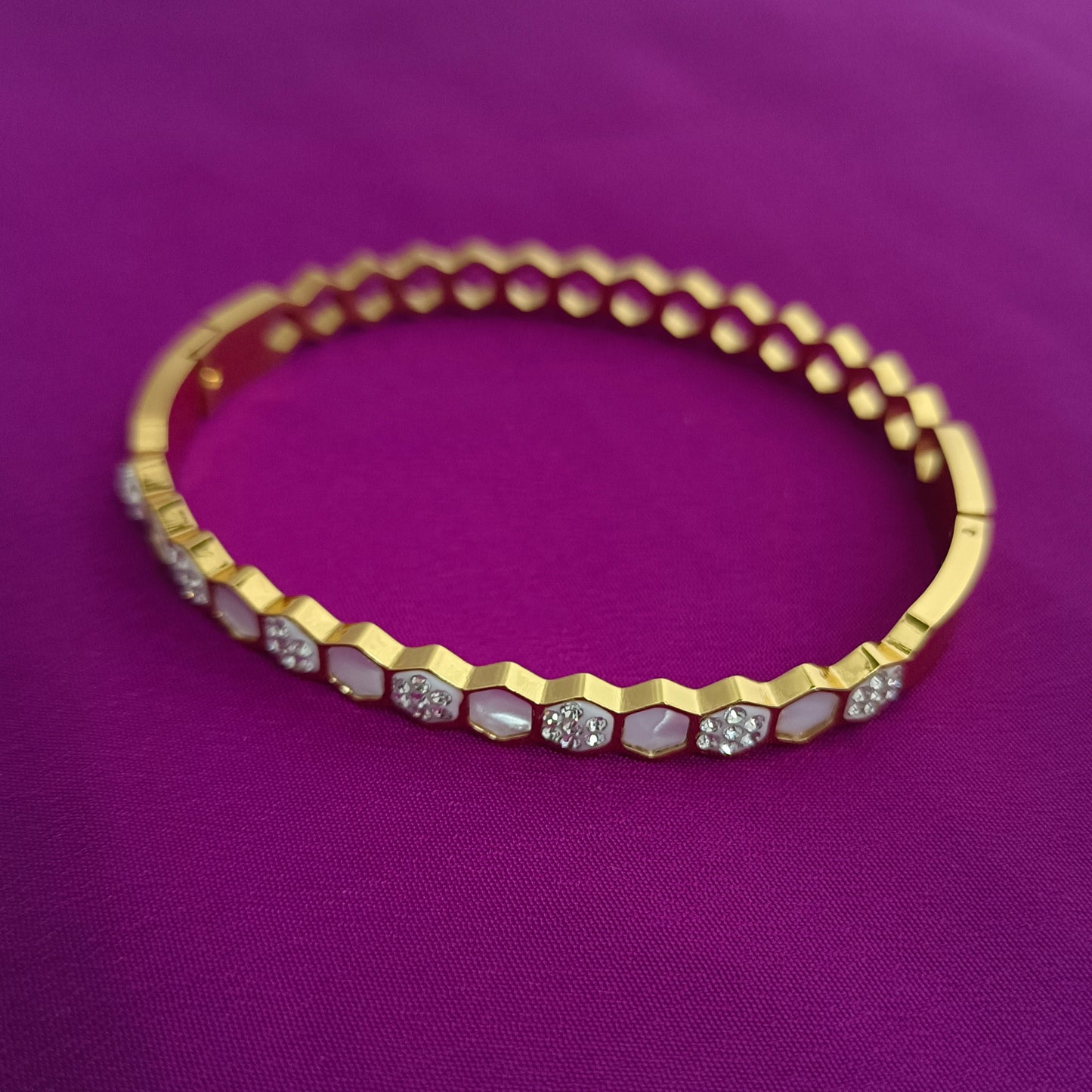 18K Gold-Plated Anti-Tarnish Hexagonal Openable Kada