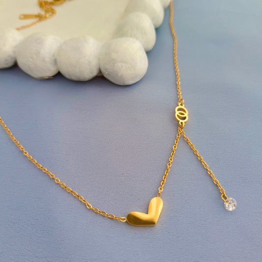 18K Gold-Plated Love Heart Tassel Necklace – Clavicle Chain