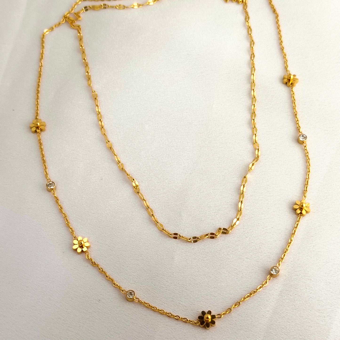 Daisy 2-Layer Necklace – 18K Gold Plated