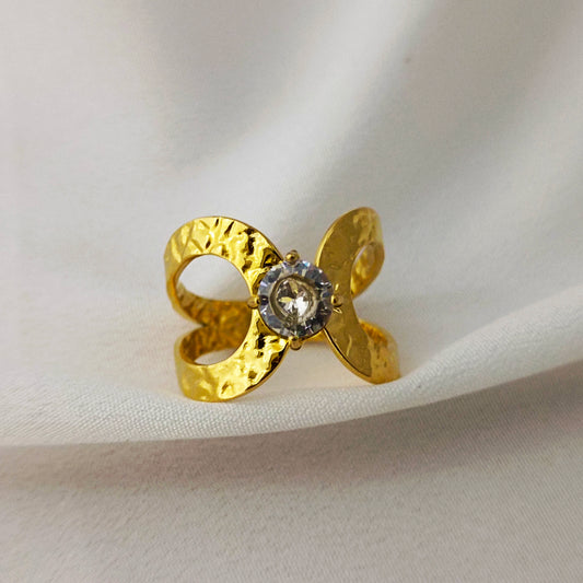 Golden Eclipse — 18K Gold-Plated Hammered Adjustable Ring