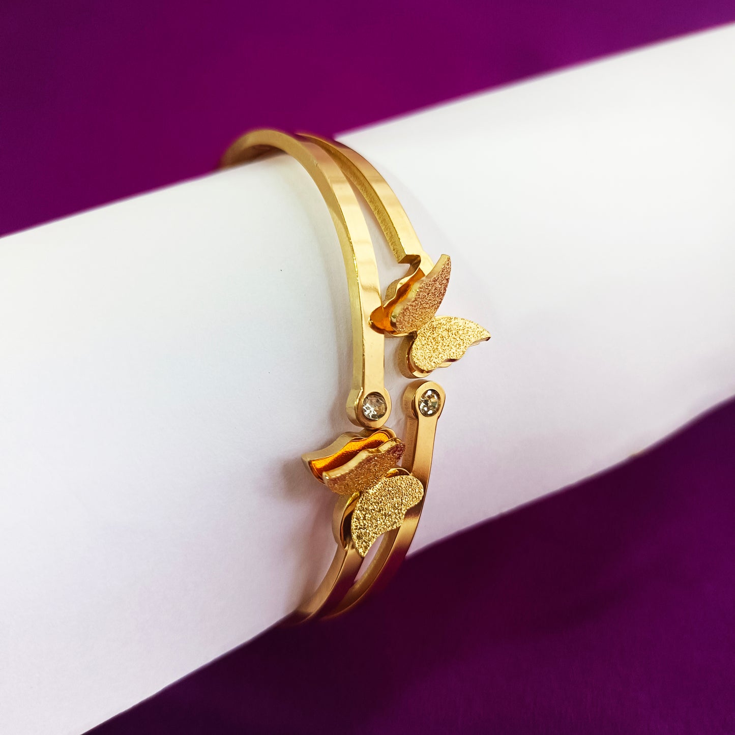 Luxury Double Butterfly 18K Gold-Plated Bracelet