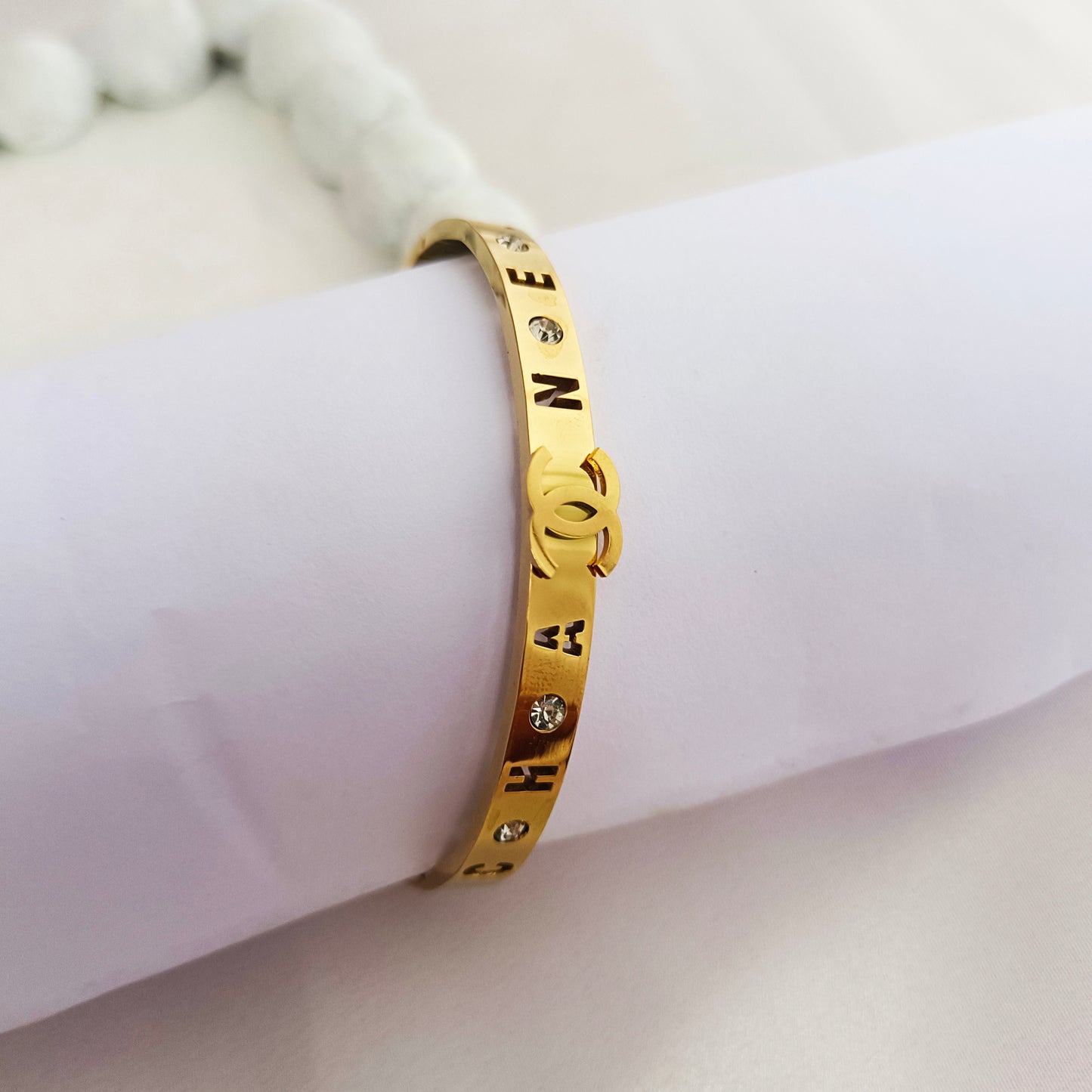 18K Real Gold-Plated Channel Stones Handcuff