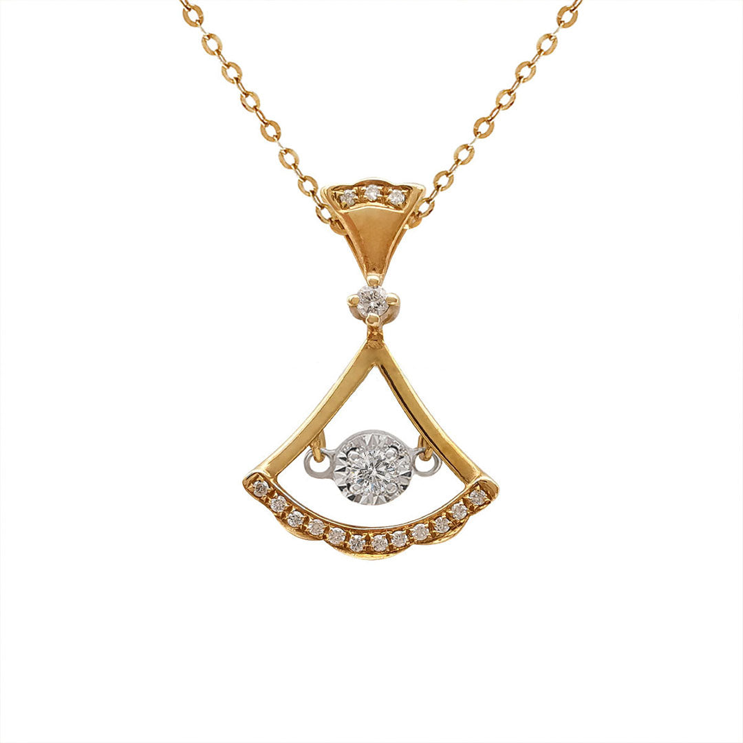 18K Gold Skirt Pendant Necklace with Natural Diamonds