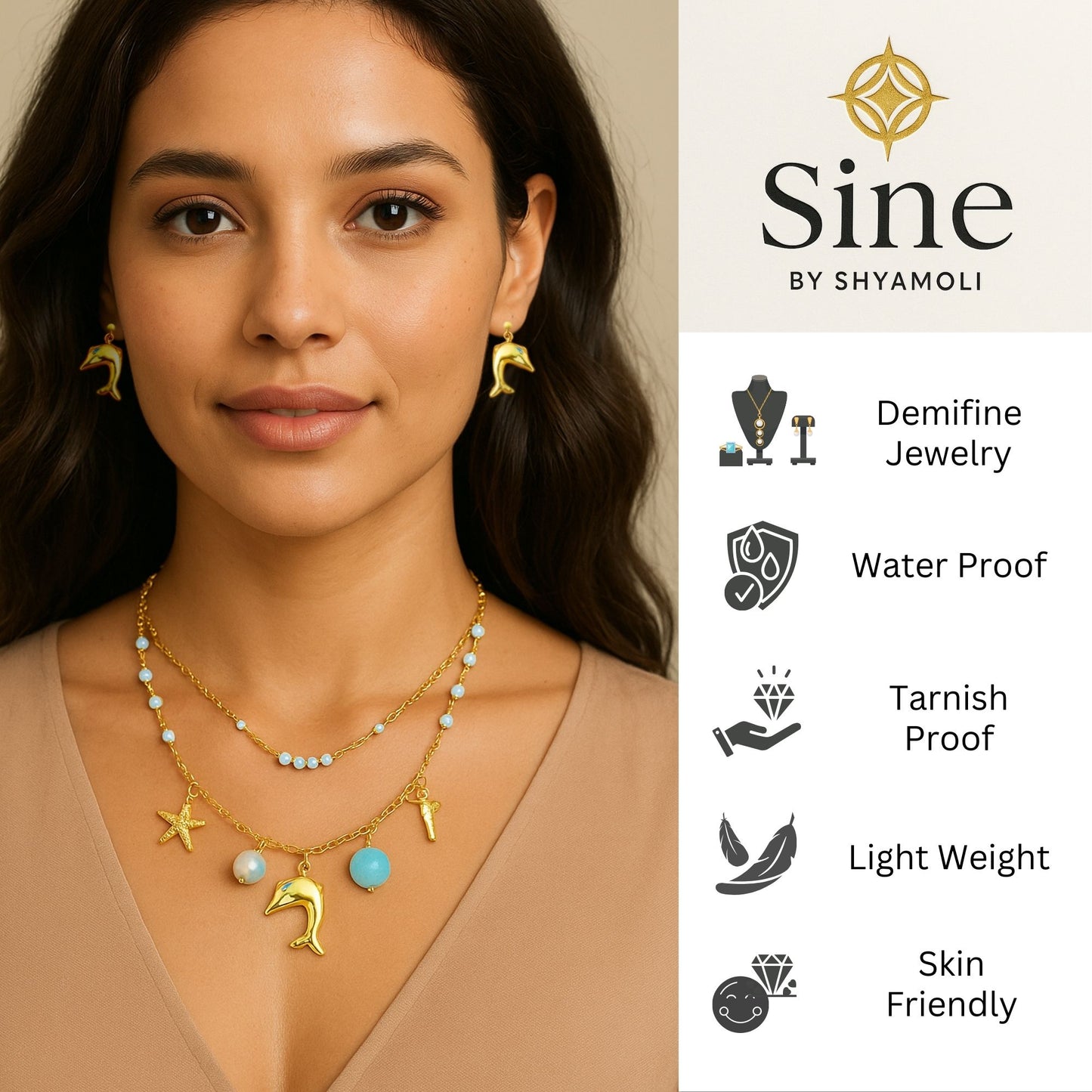 18K Gold-Plated Geometric Pendant Necklace – Clavicle Chain