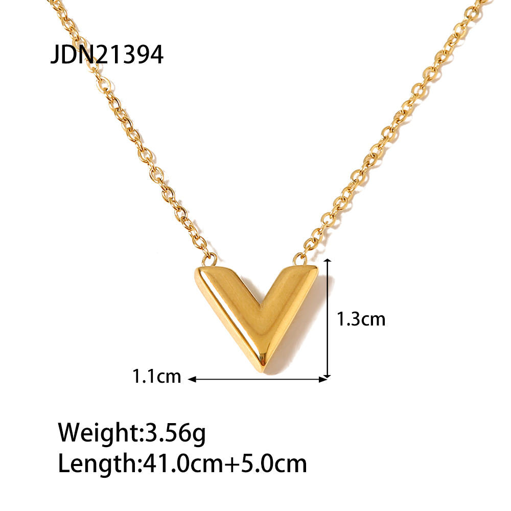 Luxury V Shape Pendant Necklace – 18K Gold Plated