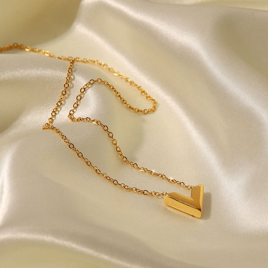 Luxury V Shape Pendant Necklace – 18K Gold Plated