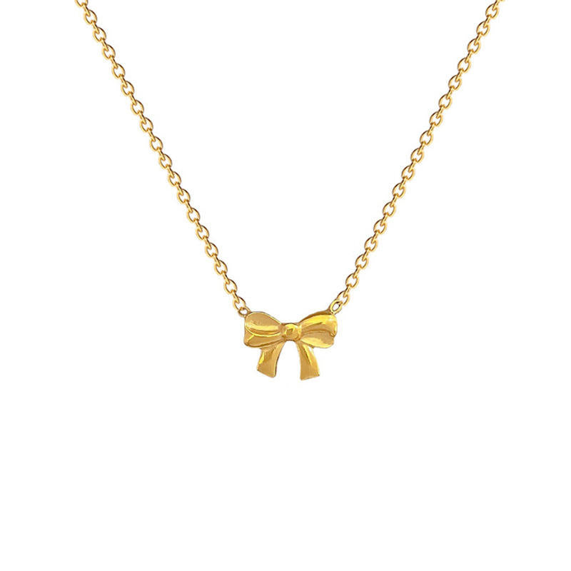 Minimalist Bow Necklace – 18K Gold Plated