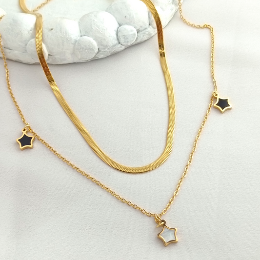 18K Gold-Plated Anti-Tarnish Multilayer Star Charm Necklace