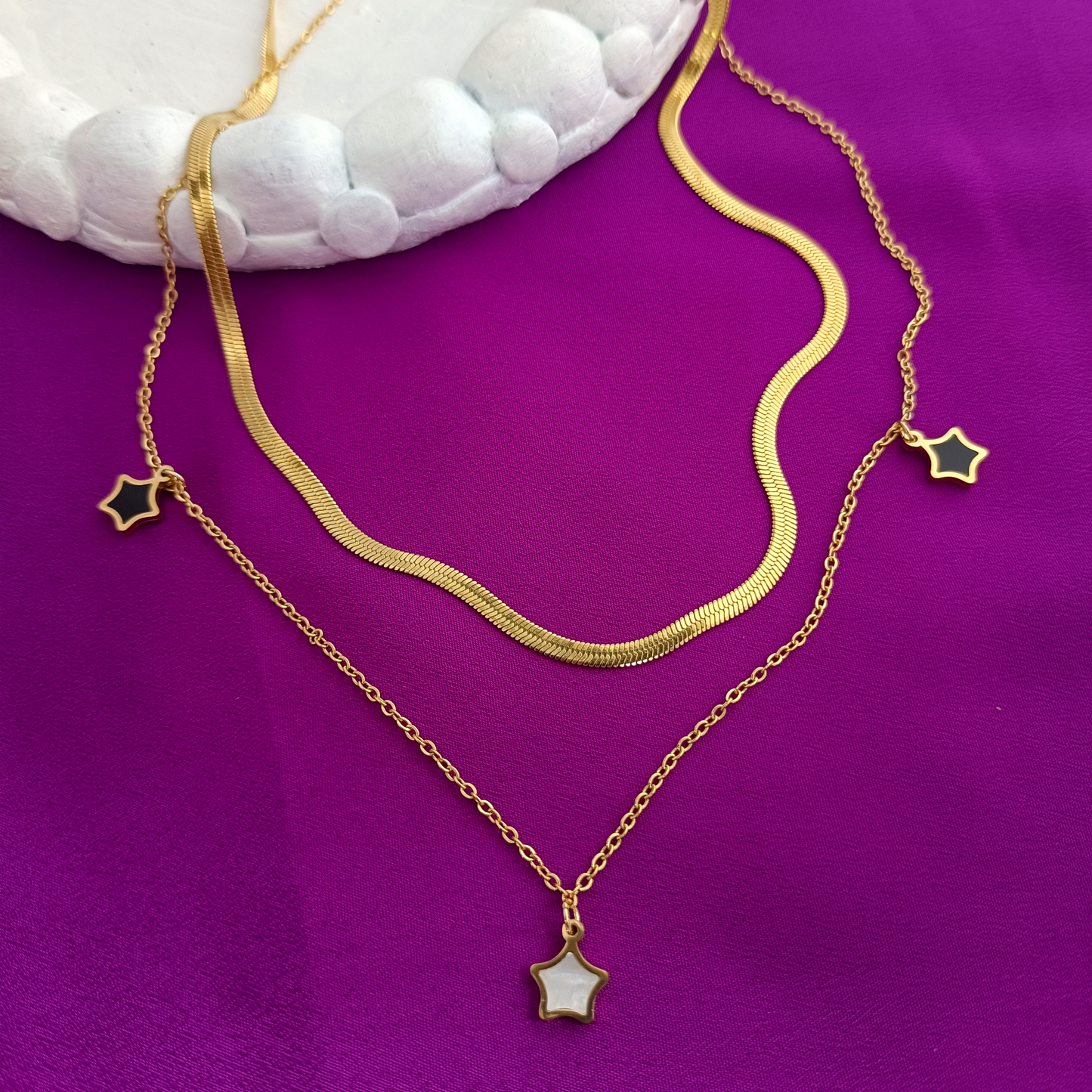 18K Gold-Plated Anti-Tarnish Multilayer Star Charm Necklace