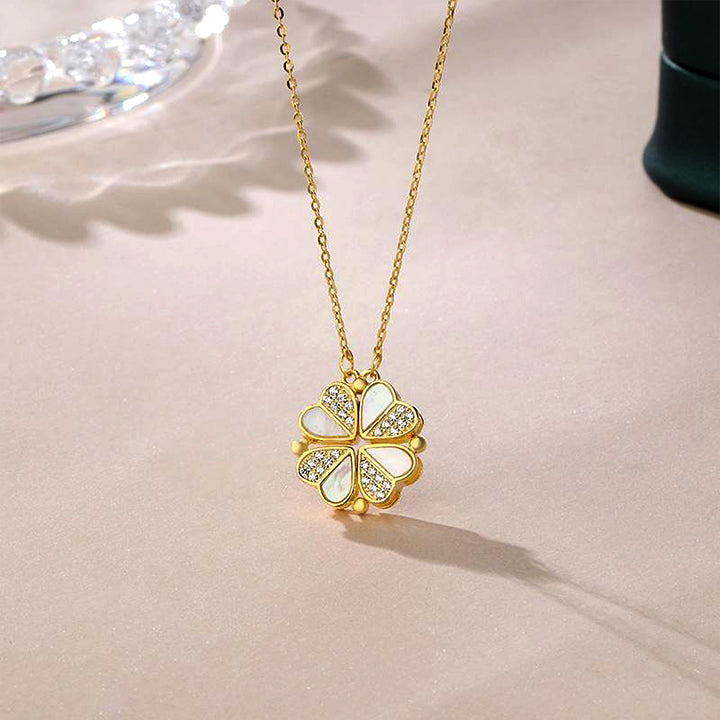 Fashion Heart-Shaped Clover Magnetic Pendant Necklace