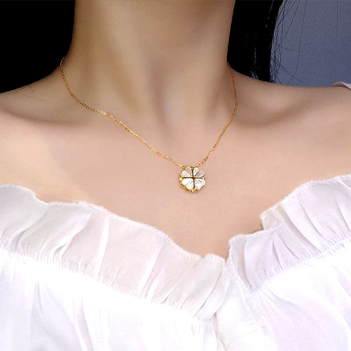 Fashion Heart-Shaped Clover Magnetic Pendant Necklace